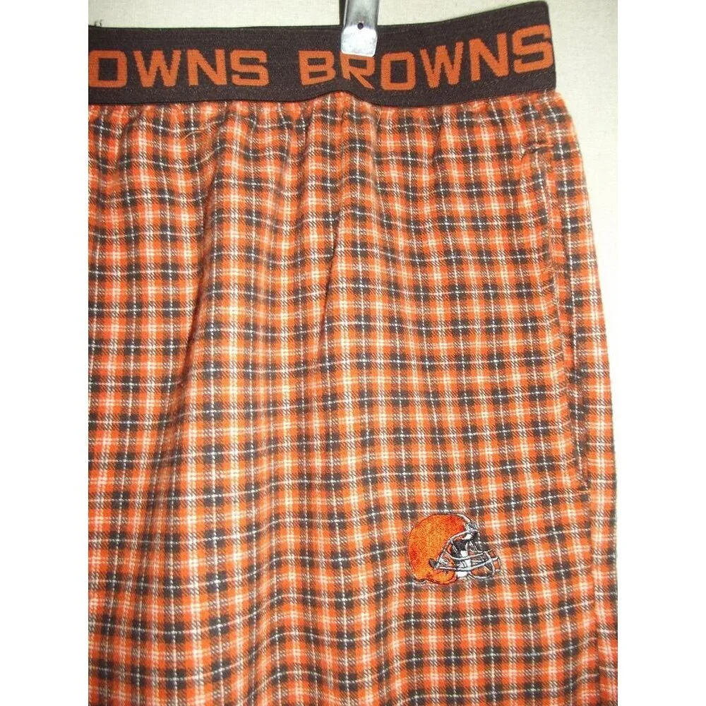 NFL Cleveland Browns Pajama Pants Mens XL flannel orange black plaid classic